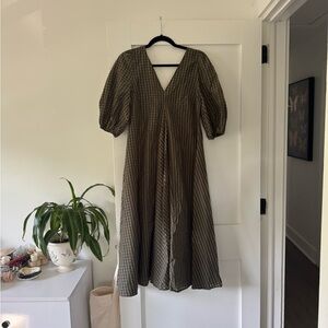 Ganni Plaid V-Neck Dress